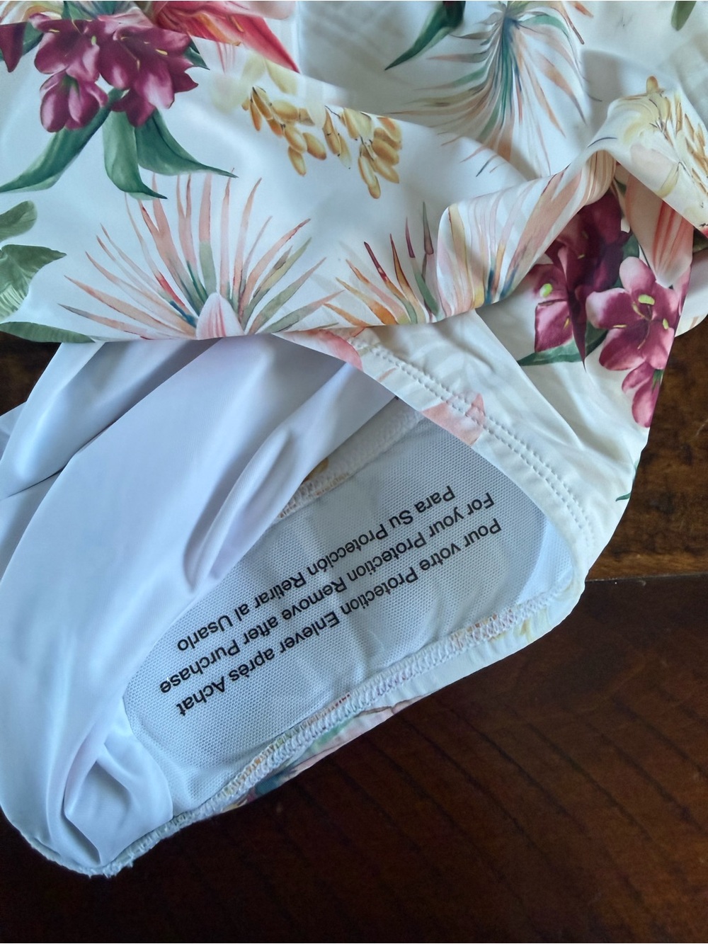 Plus Size Jantzen Floral Swimsuit in White with Green & Pink - Picture 5 of 11